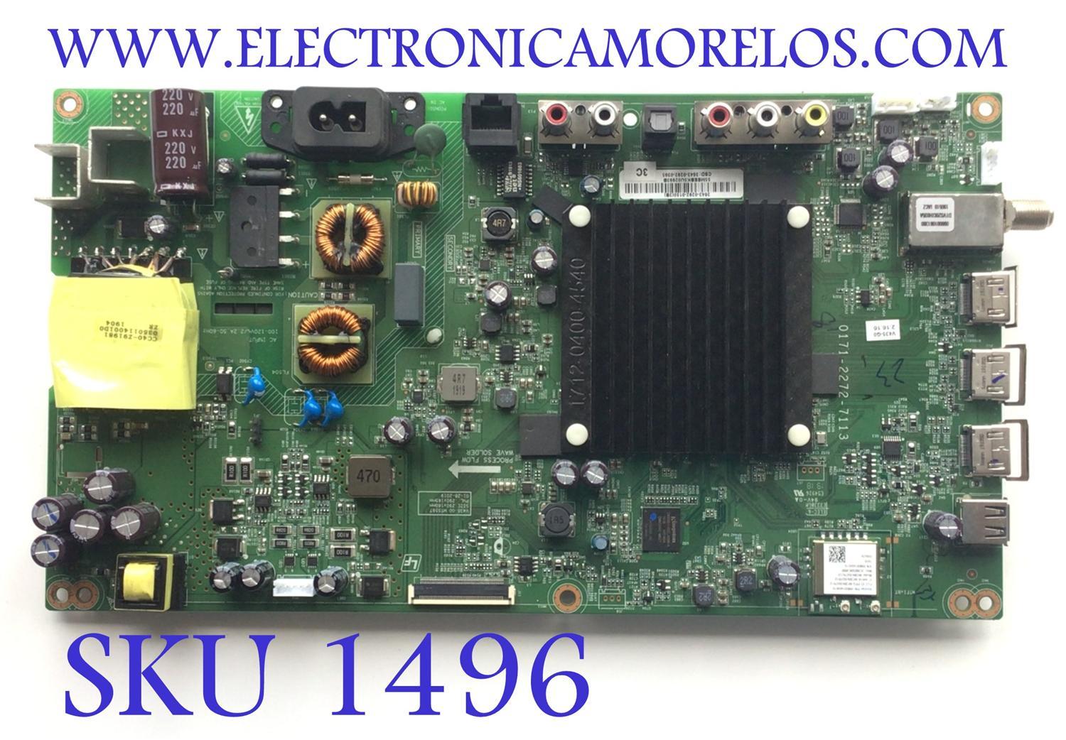 MAIN FUENTE PARA TV VIZIO / NUMERO DE PARTE 3643-0292-0150 / 0171-2272-7113 / 3643-0292-0395 / DISPLAY HV430QUB-H10 REV.1.1 / MODELO V435-G0 LAUFQEKV	